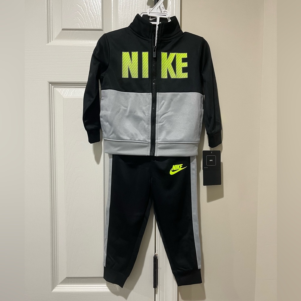 Nike Black and Gray Tracksuit with Neon Highlights